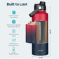 Buzio Duet Series Water Bottle with 2 Lids and Sleeve 1.2L - Ruby Red Navy