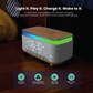 LZEL SonicGlow Wake Multifunctional Speaker with Alarm Clock & Wireless Charger – Bamboo Pattern/Gray