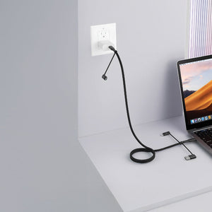 كابل الشحن السريع المضفر LZEL Celeris PowerQuint 5 في 1 - أسود