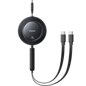 بيسوس كابل ٢ في ١ للشحن السريع القابل للسحب USB-C إلى C+C بقوة 100 واط وطول 1.2 متر - أسود
