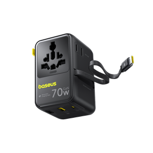 Baseus EnerCore CG11 Universal Travel Adapter with Retractable USB-C Cable 70W