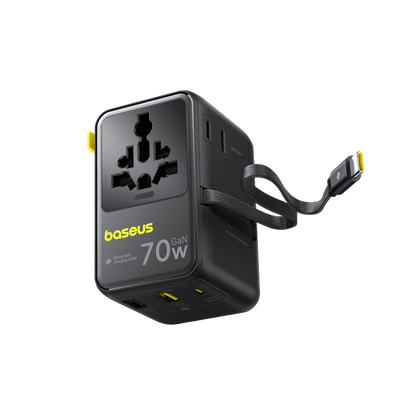 Baseus EnerCore CG11 Universal Travel Adapter with Retractable USB-C Cable 70W