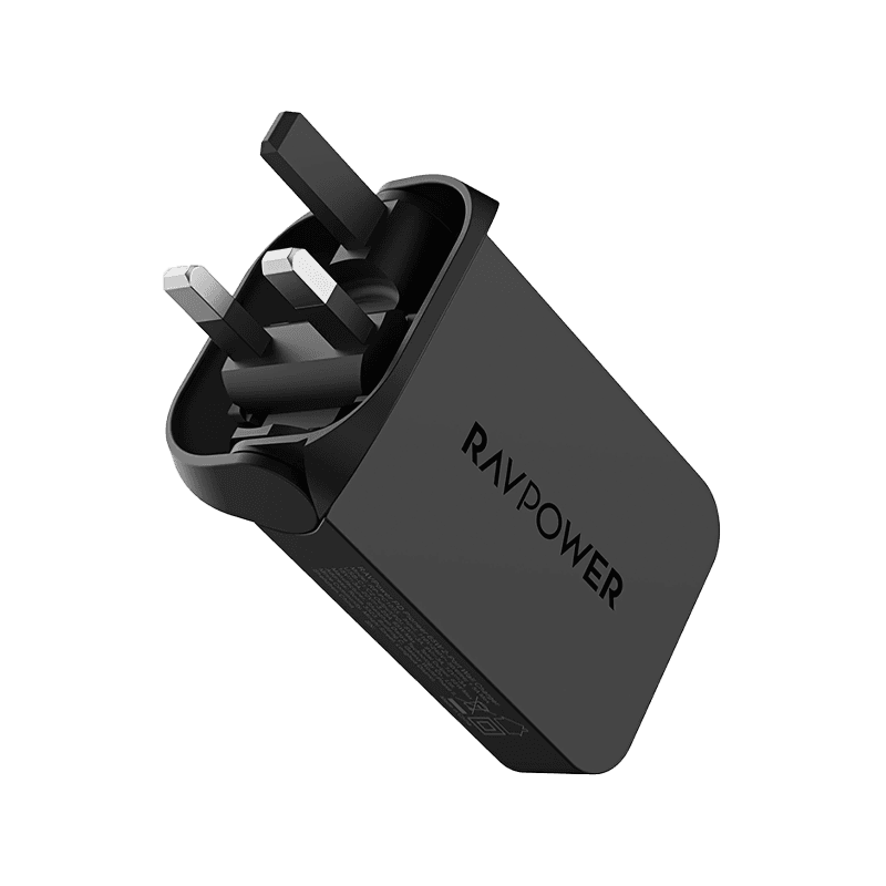 شاحن حائط راف باور بمنفذين USB-C وتقنية توصيل الطاقة (PD) بقدرة 100 واط وتقنية نيتريد الغاليوم (GaN) - أسود
