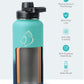 Buzio Trio Series Water Bottle with 3 Lids and Sleeve 1L - Caribbean Blue