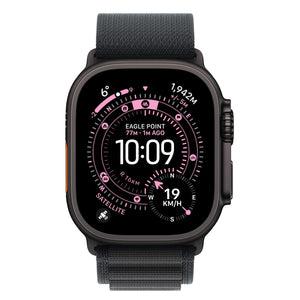 ساعة أبل ألترا 3 GPS + خلوية 49 مم، هيكل من التيتانيوم الأسود مع سوار ألبين أسود - متوسط