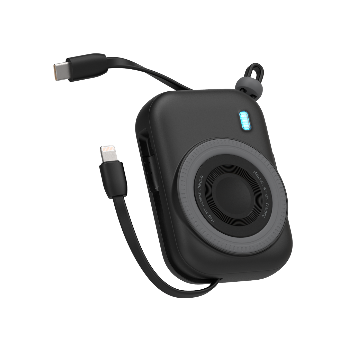 LZEL NanoFlex Nova 10000mAh Magnetic Power Bank USB-C PD Built-in Cable – Black