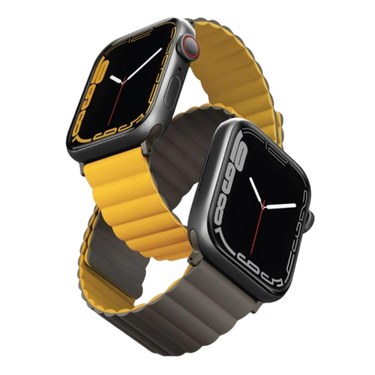 حزام ساعة Apple المغناطيسي القابل للعكس من Uniq Revix مقاس 45/44/42 ملم - الخردل (خردل/كاكي)