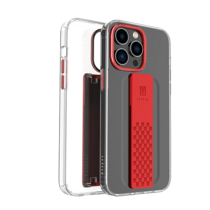 Levelo Graphia IMD Clear Case With Extra Grip iPhone 14 Pro Red