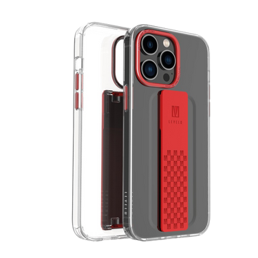 Levelo Graphia IMD Clear Case With Extra Grip iPhone 14 Pro Red