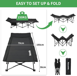 Naturehike Xingye Outdoor Folding Camp Single Bed 190x70x36 - Black