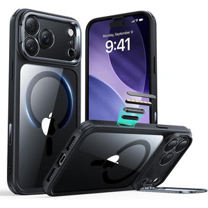 ESR iPhone 17 Pro HaloLock Classic Hybrid Case with Stash Stand Case - Clear Black