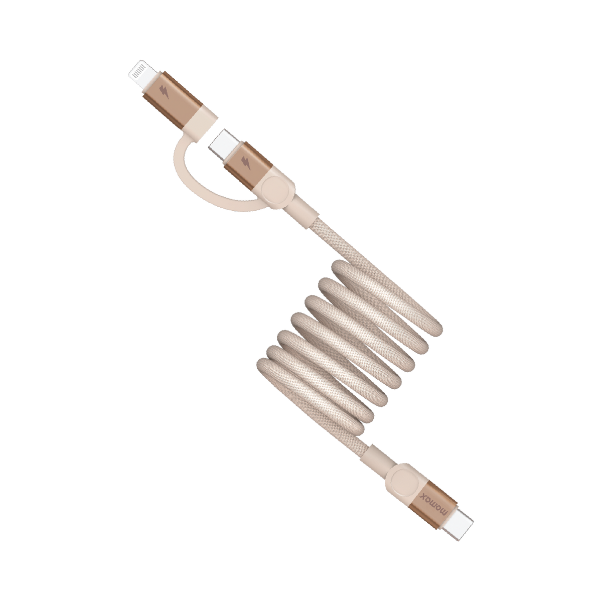 Momax Mag.link USB-C to C & Lightning Magnetic Cable 2m (Desert Titanium)