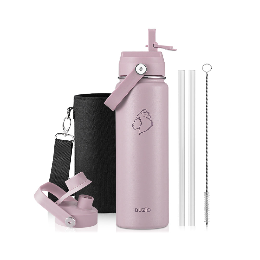 Buzio Duet Series Water Bottle with 2 Lids and Sleeve 700ML - Purple