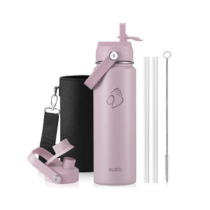 Buzio Duet Series Water Bottle with 2 Lids and Sleeve 700ML - Purple