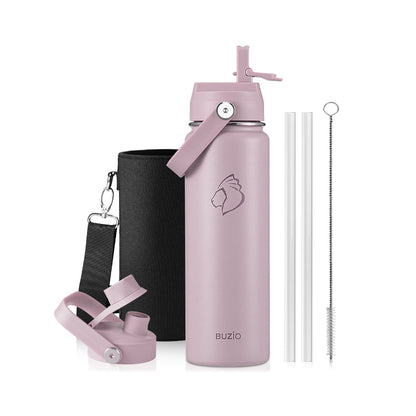 Buzio Duet Series Water Bottle with 2 Lids and Sleeve 700ML - Purple