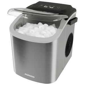 Porodo Lifestyle Instant Bullet Ice Maker with Transparent Lid-Silver
