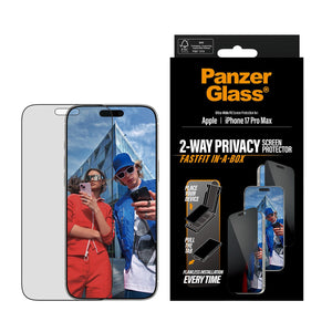 واقي شاشة PanzerGlass للحفاظ على الخصوصية (في اتجاهين) لهاتف iPhone 17 Pro Max | تصميم فائق الاتساع مع أداة EasyAligner