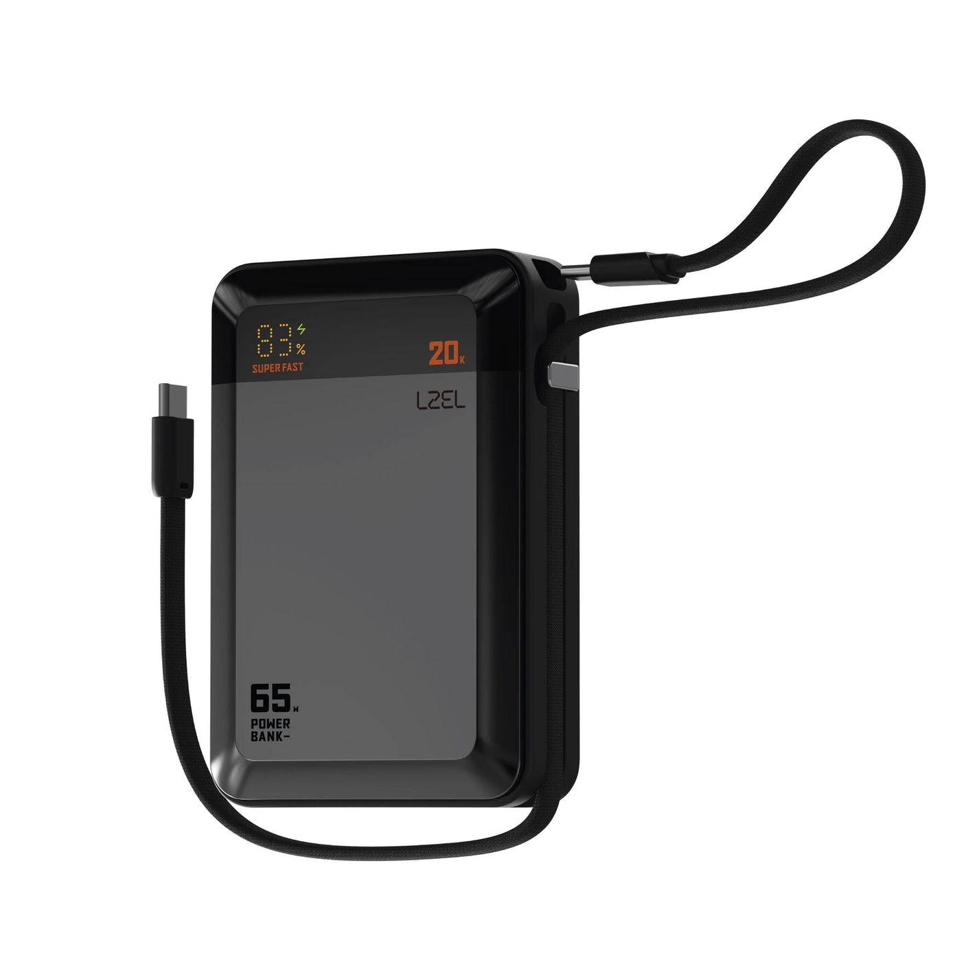 بنك طاقة LZEL Zenoflex Charge+ Mini بسعة 20000 مللي أمبير، يدعم الشحن السريع PD3.0 و QC3.0، بقوة 65 واط، بمنفذ USB-C - رمادي