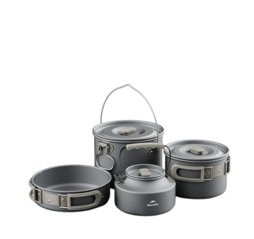 Naturehike Wild Trekkin Aluminium Alloy Pot Set - Dark Grey (4pcs)
