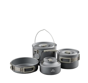 Naturehike Wild Trekkin Aluminium Alloy Pot Set - Dark Grey (4pcs)