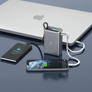 LZEL Neurode Sync 20000mAh PD3.0 & QC3.0 65W Built-in USB-C Power Bank – Gray