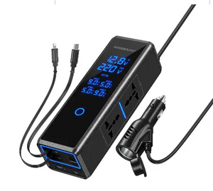 Powerology 300W x2 محول كهرباء للسيارة بمقبس تيار متردد - أسود