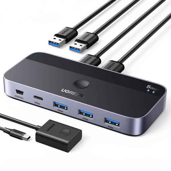 UGREEN CM662 USB 3.0 Switch 2-in-4 Switch + 2x USB-A Cable - Black