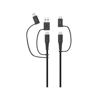 كابل الشحن السريع المضفر LZEL Celeris PowerQuint 5 في 1 - أسود