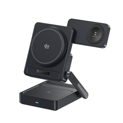 بيسوس شاحن لاسلكي مغناطيسي ثلاثي الوظائف بتقنية Qi2.2 بقوة 35 واط PicoGo AF21 - أسود
