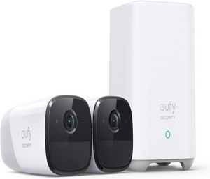 مجموعة كاميرا مراقبة منزلية لاسلكية EufyCam 2 Pro - دقة 2K - رمادي وأبيض