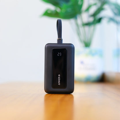 Anker Zolo Power Bank (10K, 30W, Built-In USB-C Cable) -Black