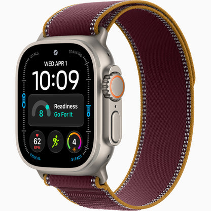 Apple Watch Ultra 4 GPS + Cellular 49mm Black Titanium Case with Burgundy Trail Loop - S/M