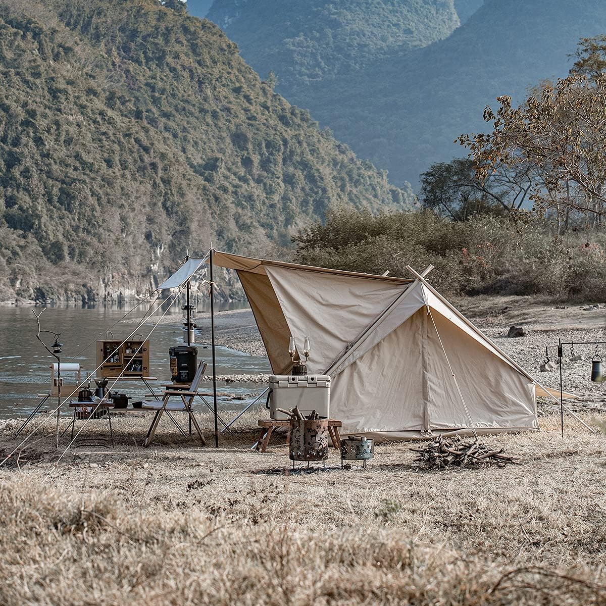 Naturehike Extend 4.8 Cotton Eaves Tower Tent Quicksand - Gold