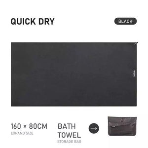 منشفة الشاطئ / الحمام سريعة الجفاف ومضادة للبكتيريا من ناتشر هايك، مقاس 160 * 80 سم - أسود
