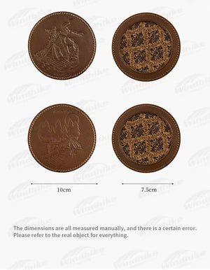 Naturehike cow leather pattern coaster Pattern B - Brown