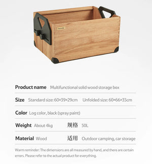 Naturehike multifunctional solid wood storage box 50L - Wood