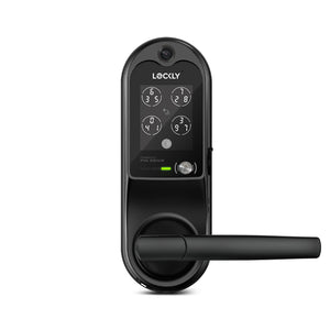 قفل "لوكلي غارد فيجن" (Lockly Guard Vision) مع خاصية الدخول ببصمة الإصبع، وجرس باب مدمج بكاميرا فيديو عالية الدقة للبث المباشر، وميزة التحدث ثنائي الاتجاه - لون أسود مطفي