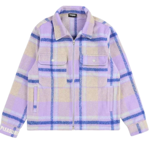 PLEASURES FOLKLORE PLAID WORK JACKET PURPLE