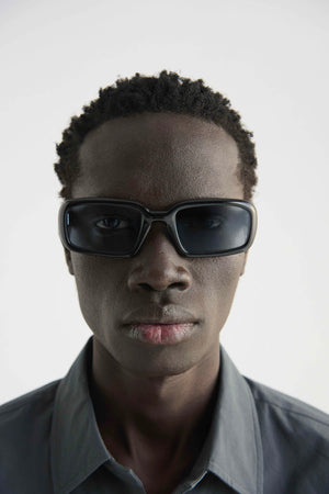 PORTTANGER BLACK ACETATE RIF BLUE LENS- MEKTOUB