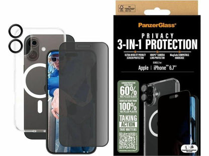 PanzerGlass 3-in-1 Privacy Protection Bundle iPhone 16 Plus 6.7