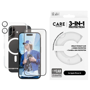 مجموعة PanzerGlass CARE الرائدة 3 في 1 لهاتف iPhone 16 مقاس 6.1 بوصة