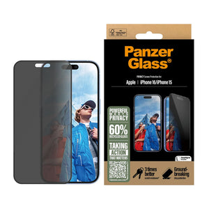PanzerGlass Privacy Screen Protector iPhone 16/15 6.1 - Ultra-Wide Fit