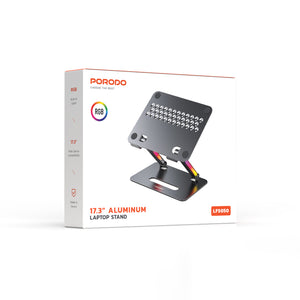 Porodo 17.3" Aluminum Laptop Stand RGB - Gray