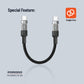 كابل بورودو المضفر الشفاف USB-C إلى USB-C للشحن السريع ونقل البيانات 35 سم/1.1 قدم - أزرق