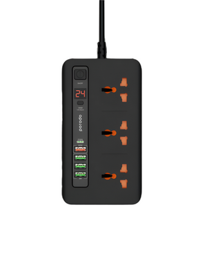 Porodo Multi-Port Power HUB 4 USB-A/USB-C Ultimate Home & Office Kit 2M - Black