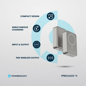 Powerology Powerbank 20000mAh 20W PD & 15W Magsafe - Titanium