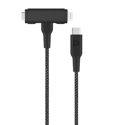 Powerology MFi Braided Type-C to Type-C and Lightning 2in1 C94 Cable - 60W PD - 1.2m/4ft - Black