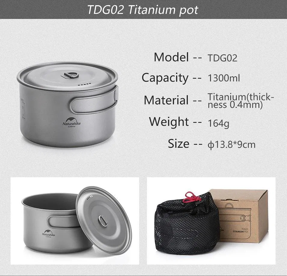 Ti Pot Naturehike TDG02 Outdoor Ti Pot 1300ML - Ti Color | Astore Electronics ...