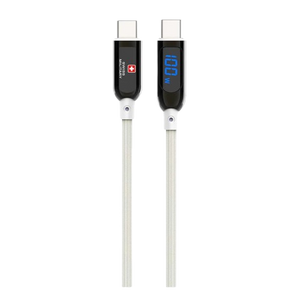 كابل LED ممتاز من Type C إلى Type C بطول 1 متر وقوة 100 واط - أبيض