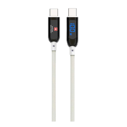 Swiss Military Type C To Type C 1M 100W LED Premium Cable - White